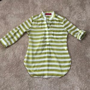 Akira Green Striped Sheer Blouse